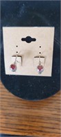 .925 Sterling Silver Earrings w/Ruby Color Stones