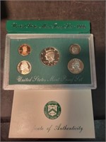 1996 US mint proof set w/COA