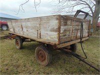 ANTHONY WOODEN SIDED HAY RACK WAGON WITH HOIST