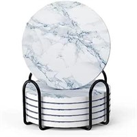 Marble-Style Absorbent Coasters with Holder
