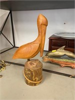 Wood Pelican 14" Tall