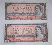 Canadian 1954 $2 bills.