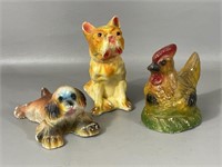 Three Vintage Chalkware Figurines