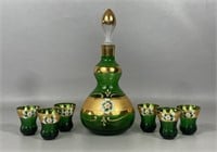 Vintage Italian Green Glass Decanter Set