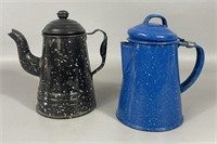 Vintage Enamel Tea Pot & Coffee Pot Lot