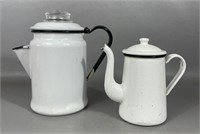 Vintage Enamel Tea Pot & Coffee Pot Lot