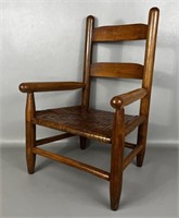Vintage Childs Wooden Wicker Bottom Chair