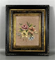 Vintage Framed Floral Needlepoint