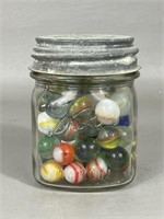 Mason Jar Of Vintage Marbles