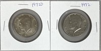 1971 & 1972D Kennedy Half Dollar Coins
