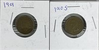1901 & 1905 Indian Head Cents