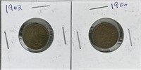1900 & 1902 Indian Head Cents