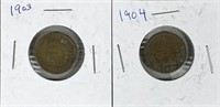 1903 & 1904 Indian Head Cents