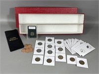 Red Starter Coin Box w/ Miscellaneous Coins