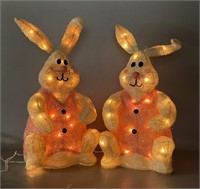 Two Large Lighted Easter Rabbits