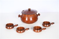 Oven Proof  Stone Ware Soup Pot & Bowls