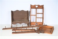 Vintage Wooden Shelves, Bench, Coat Hooks