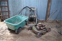Garden Cart, Hose Reel, Vintage Mower