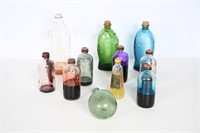 Vintage Fish Shaped Green/Blue Bottles, Apothecary
