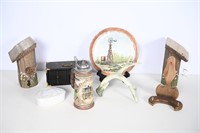Vintage German Stein, Coaster Set, Birdhouses