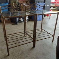 Pair of metal/glass end tables
