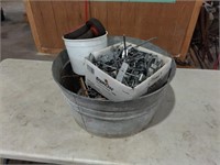 Galvanized tub with contents