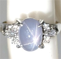 Jewelry Ring Starsapphire 3.28ct Platinum