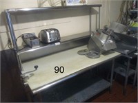 5' S/S WORK TABLE W/ OVER SHELF & CAN OPENER