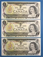 3x $1 Banknotes- 1973