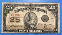 1923 Dominion of Canada 25 Cent Shinplaster