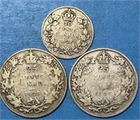 1928 & 1929 Silver Coins Canada
