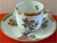Q - HEREND HANDPAINTED DEMITASSE CUP & SAUCER (S91
