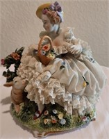 Q - PORCELAIN LADY & SHEEP IN DRESDEN STYLE(S71)