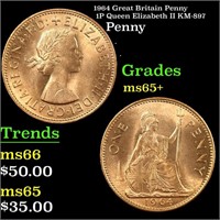 1964 Great Britain Penny 1P Queen Elizabeth II KM-