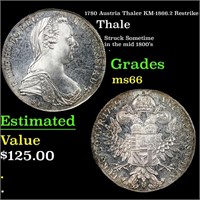 1780 Austria Thaler KM-1866.2 Restrike Grades GEM+