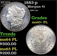 1883-p Morgan Dollar $1 Grades Select Unc+ PL