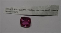 7.95ct Pink Sapphire Cushion Cut