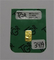 TGR 1/2 Gram .999 Fine Gold Bar