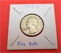 1939-D Washington 25 Cent Coin