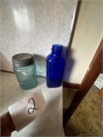 Blue jar and bottle