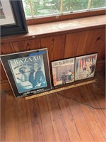 2 Framed Pieces of Vintage Sheet Music and Poster