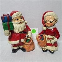 Mid Century Ceramic Mr & Mrs Santa Claus
