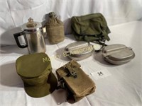 Camping Supplies; Including Coffee Pot, Satchel