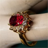 RUBY AND DIAMOND? GOLD RING