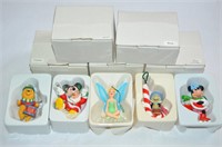 5 Grolier Disney Ornaments Jiminy Tink Pooh Mouses
