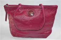 COACH Mauve Patent Leather Purse Handbag Zip