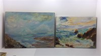 2 Water Seascape Paintings One Signed  Carol