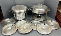 Stainless Chafing Pot Stands w/ Lids & Inset