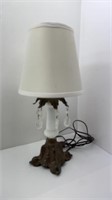 Milk Glass Lamp with Glass Prisims