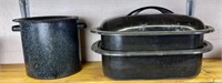 Granite Ware Pot & 2 Roaster Pans